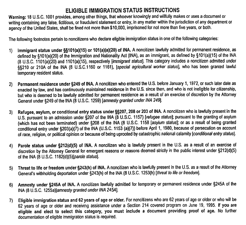 Immigration Instructions